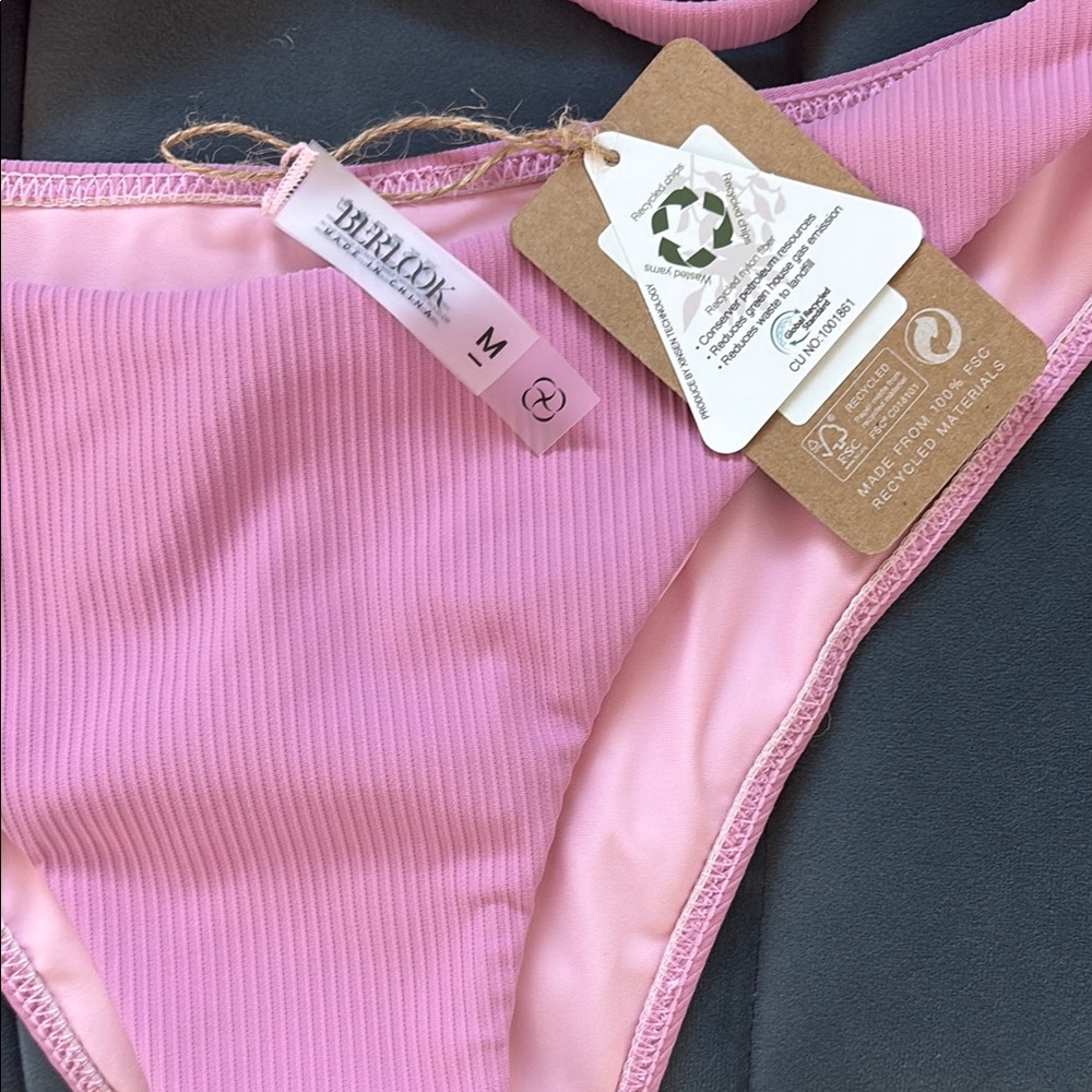 Pink Ribbed Bikini Set - Picture 3 of 6